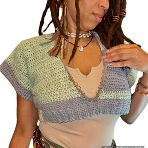 Crochet Crop Top in shades of blue/gray